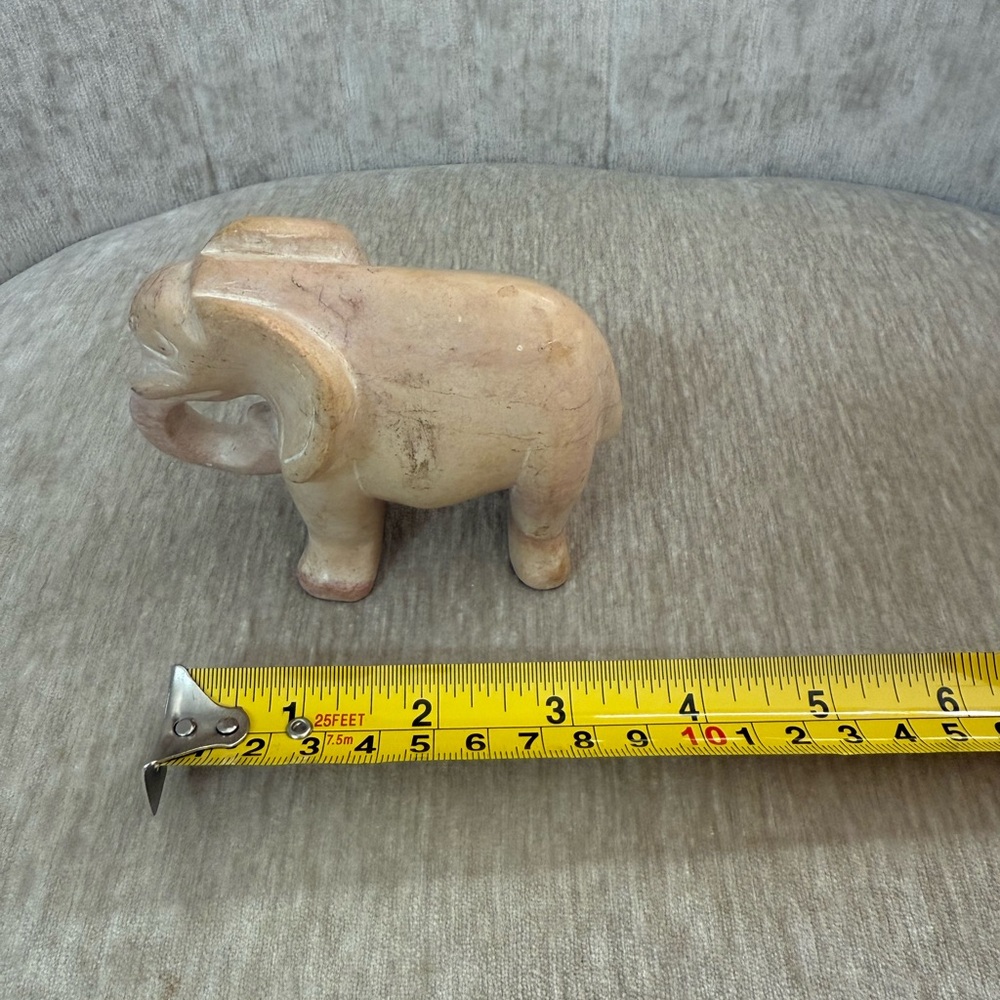 Vintage Hand Carved Soapstone Elephant Sculpture Figurine Trunk Up Read Ad